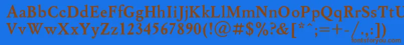 フォントMyslBoldCyrillic – 茶色の文字が青い背景にあります。