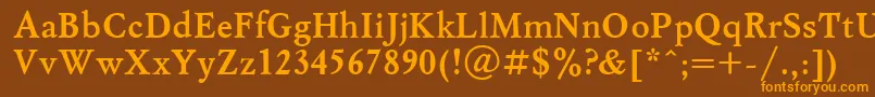 フォントMyslBoldCyrillic – オレンジ色の文字が茶色の背景にあります。