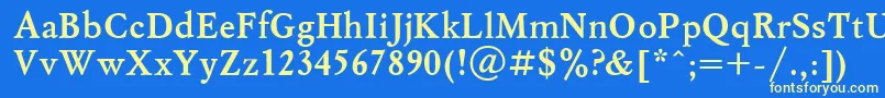 フォントMyslBoldCyrillic – 黄色の文字、青い背景