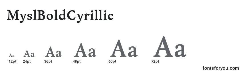 Размеры шрифта MyslBoldCyrillic