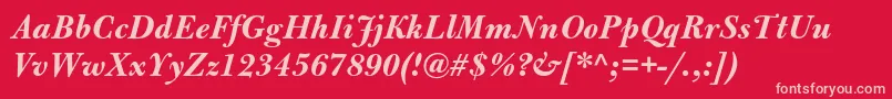 BulmermtstdBolditalic Font – Pink Fonts on Red Background