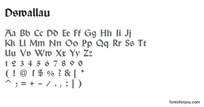 Schriftart Dswallau – Alphabet, Zahlen, spezielle Symbole