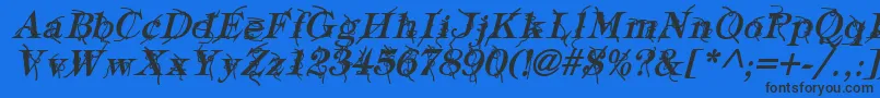 Fonte TypographyTiesBoldItalic – fontes pretas em um fundo azul