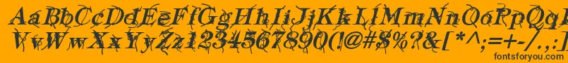 Fonte TypographyTiesBoldItalic – fontes pretas em um fundo laranja