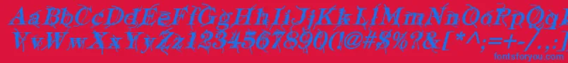 TypographyTiesBoldItalic-fontti – siniset fontit punaisella taustalla