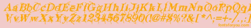 フォントTypographyTiesBoldItalic – オレンジの文字がピンクの背景にあります。