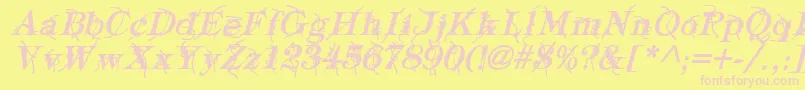 TypographyTiesBoldItalic-Schriftart – Rosa Schriften auf gelbem Hintergrund