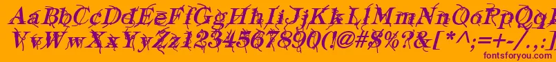 TypographyTiesBoldItalic-fontti – violetit fontit oranssilla taustalla