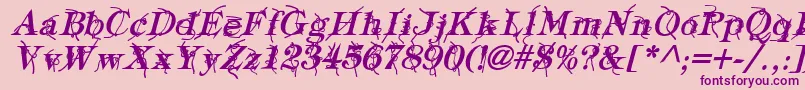 TypographyTiesBoldItalic-fontti – violetit fontit vaaleanpunaisella taustalla