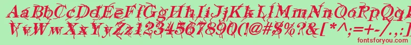 TypographyTiesBoldItalic Font – Red Fonts on Green Background