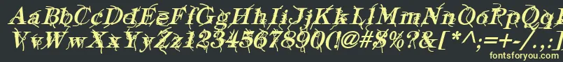 TypographyTiesBoldItalic-fontti – keltaiset fontit mustalla taustalla