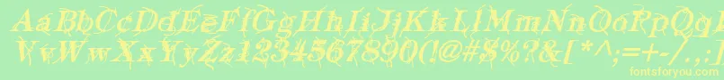 Fonte TypographyTiesBoldItalic – fontes amarelas em um fundo verde