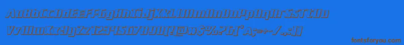Subadai3Dital-Schriftart – Braune Schriften auf blauem Hintergrund