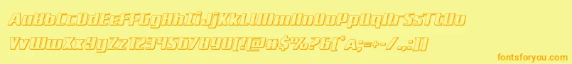 フォントSubadai3Dital – オレンジの文字が黄色の背景にあります。