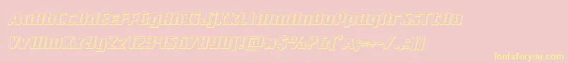 フォントSubadai3Dital – 黄色のフォント、ピンクの背景