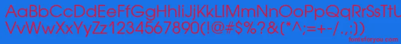 AvantgardegothiccBook-Schriftart – Rote Schriften auf blauem Hintergrund