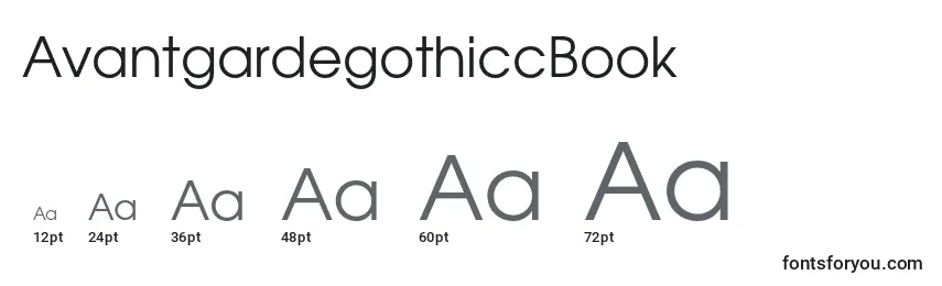 Размеры шрифта AvantgardegothiccBook