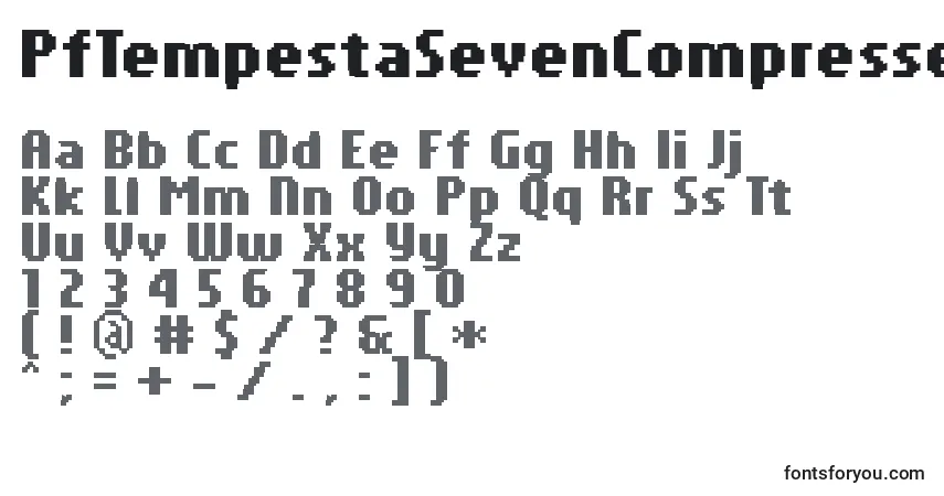 PfTempestaSevenCompressedBoldフォント–アルファベット、数字、特殊文字