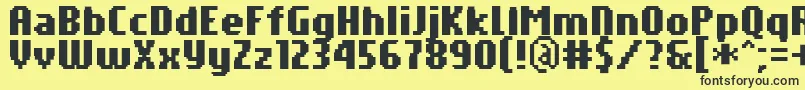 フォントPfTempestaSevenCompressedBold – 黒い文字の黄色い背景