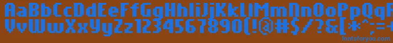 PfTempestaSevenCompressedBold-fontti – siniset fontit ruskealla taustalla