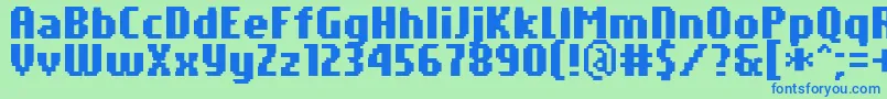 Шрифт PfTempestaSevenCompressedBold – синие шрифты на зелёном фоне