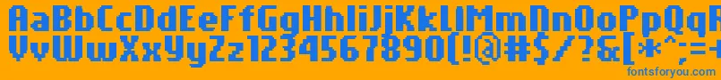 PfTempestaSevenCompressedBold-fontti – siniset fontit oranssilla taustalla