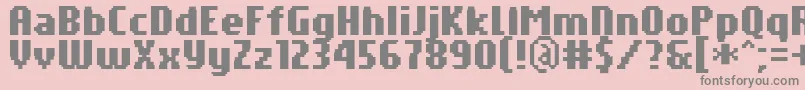 PfTempestaSevenCompressedBold-fontti – harmaat kirjasimet vaaleanpunaisella taustalla