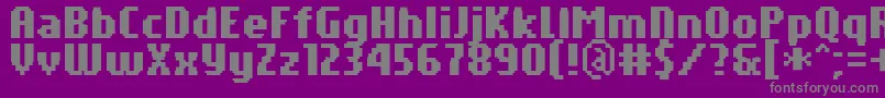 PfTempestaSevenCompressedBold-fontti – harmaat kirjasimet violetilla taustalla