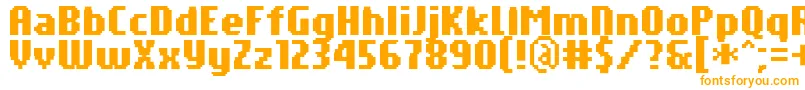 PfTempestaSevenCompressedBold-fontti – oranssit fontit valkoisella taustalla