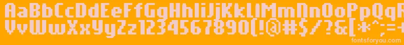 PfTempestaSevenCompressedBold-Schriftart – Rosa Schriften auf orangefarbenem Hintergrund