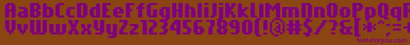 PfTempestaSevenCompressedBold-Schriftart – Violette Schriften auf braunem Hintergrund