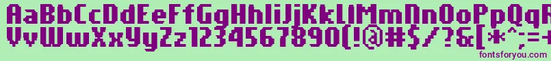 PfTempestaSevenCompressedBold-fontti – violetit fontit vihreällä taustalla
