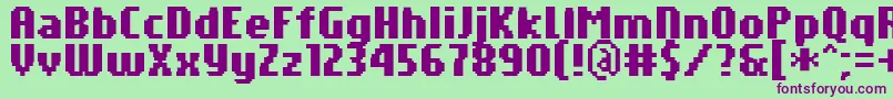 Czcionka PfTempestaSevenCompressedBold – fioletowe czcionki na zielonym tle