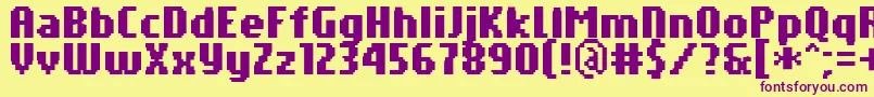 Czcionka PfTempestaSevenCompressedBold – fioletowe czcionki na żółtym tle