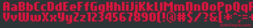 フォントPfTempestaSevenCompressedBold – 黒い背景に赤い文字