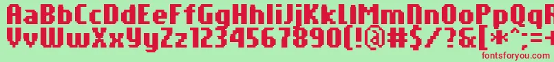 フォントPfTempestaSevenCompressedBold – 赤い文字の緑の背景