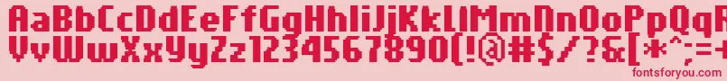 PfTempestaSevenCompressedBold-Schriftart – Rote Schriften auf rosa Hintergrund