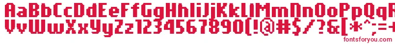 PfTempestaSevenCompressedBold-Schriftart – Rote Schriften auf weißem Hintergrund