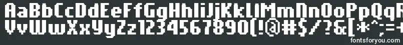 PfTempestaSevenCompressedBold-fontti – valkoiset fontit mustalla taustalla