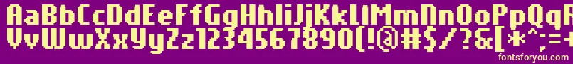 Czcionka PfTempestaSevenCompressedBold – żółte czcionki na fioletowym tle