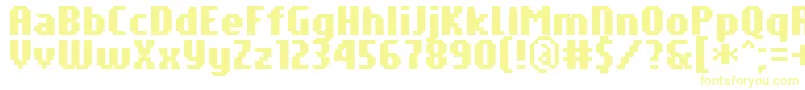 PfTempestaSevenCompressedBold-fontti – keltaiset fontit valkoisella taustalla
