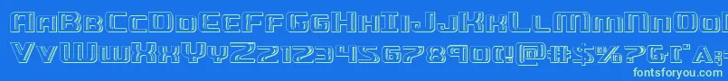 Greasegunchrome-Schriftart – Grüne Schriften auf blauem Hintergrund