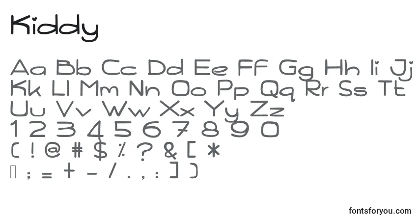 Czcionka Kiddy – alfabet, cyfry, specjalne znaki