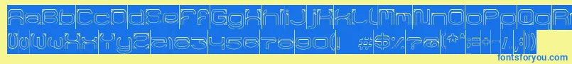 RaynalizHollowInverse Font – Blue Fonts on Yellow Background