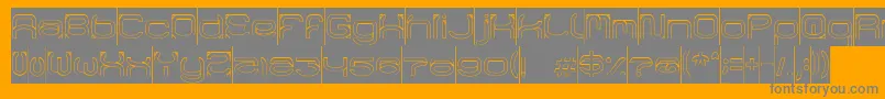 RaynalizHollowInverse-fontti – harmaat kirjasimet oranssilla taustalla