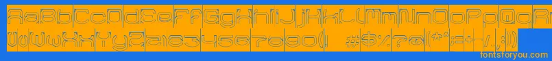 RaynalizHollowInverse-fontti – oranssit fontit sinisellä taustalla
