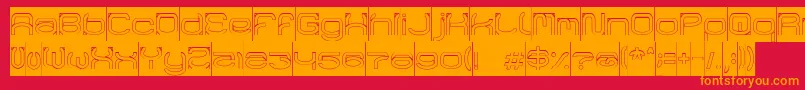 フォントRaynalizHollowInverse – 赤い背景にオレンジの文字