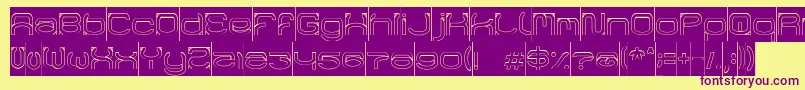 RaynalizHollowInverse-fontti – violetit fontit keltaisella taustalla