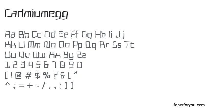 Czcionka Cadmiumegg – alfabet, cyfry, specjalne znaki