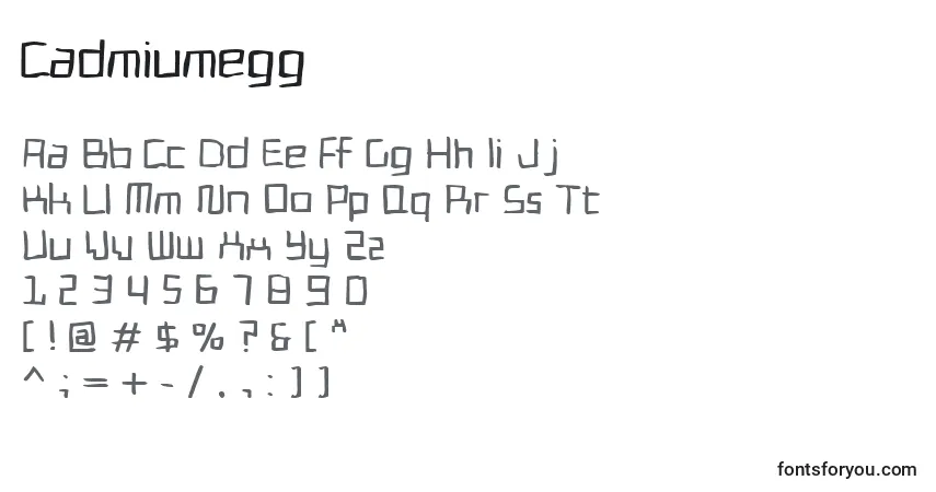 A fonte Cadmiumegg – alfabeto, números, caracteres especiais